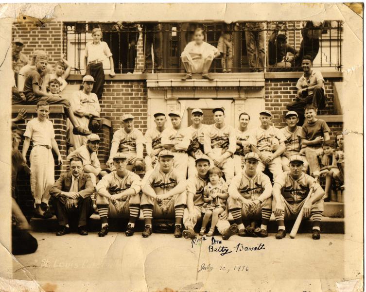 Betty Barrett with the St. Louis Cards, July 1936